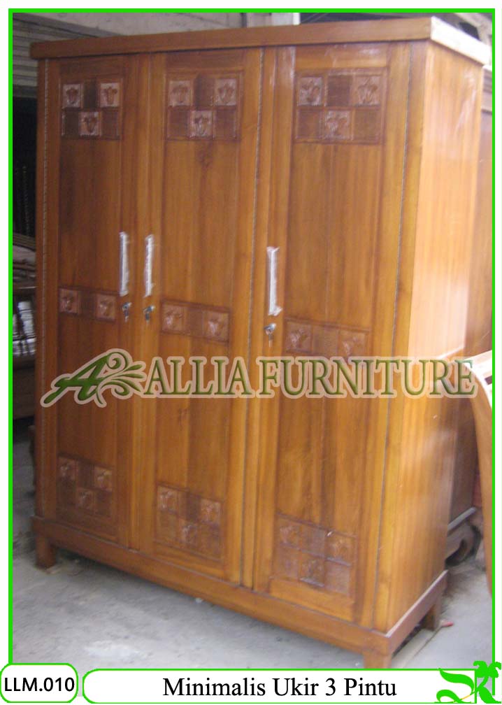 Lemari Minimalis  Klender Ukir  3 Pintu  Allia Furniture