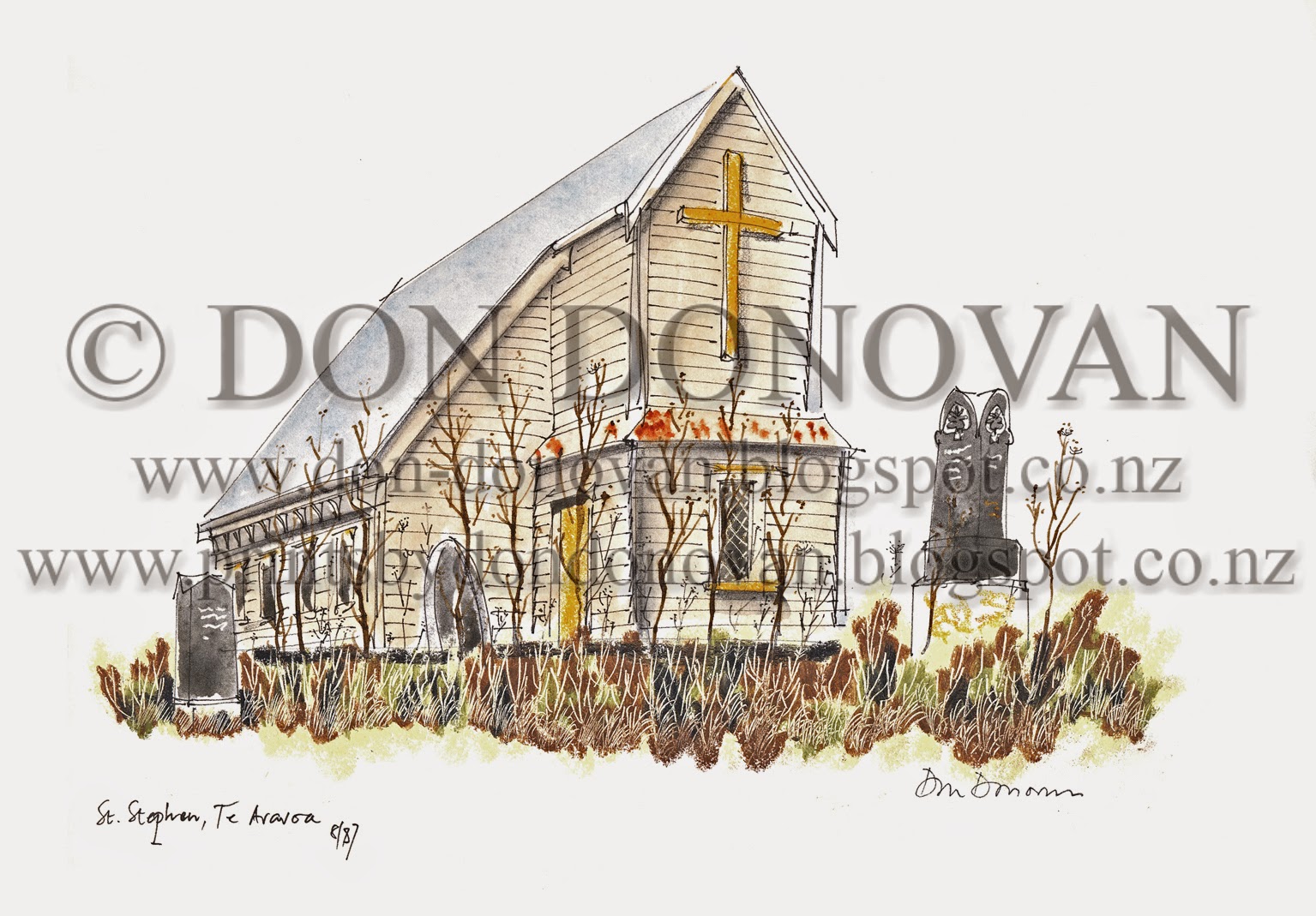 Prints by Don Donovan: St. Stephen's Church, Te Araroa in 1987. Prints ...