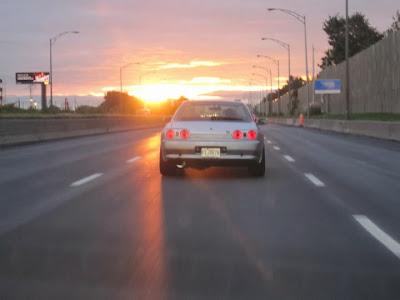 Silver Nissan Skyline GTR 1991 Sunset Drive