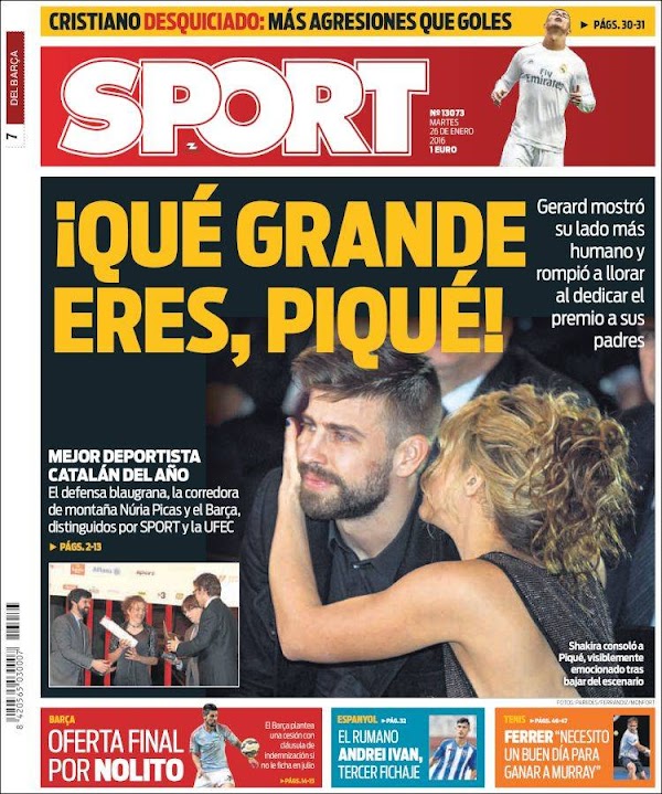 FC Barcelona, Sport: "¡Qué grande eres, Piqué!"