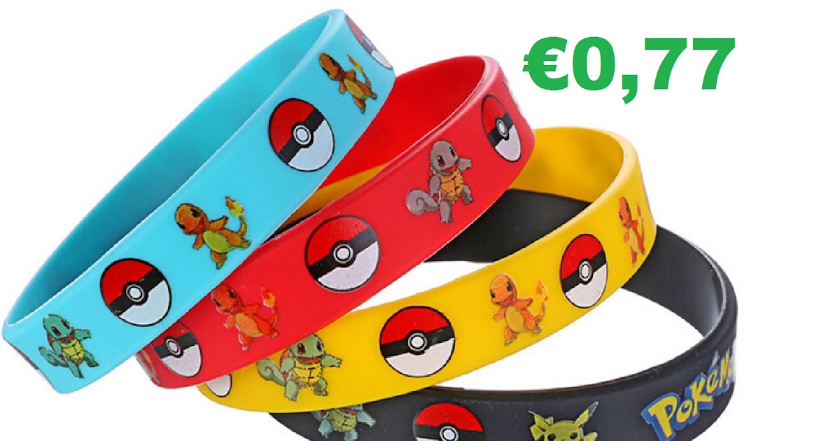 €0,77 - 10 bracciali braccialetti in silicone personalizzati gadget a tema  pokemon pikachu personaggio regalo festa compleanno ricordino invitati  ringraziamento bambini