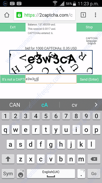 Floating captchas on mobile phone data entry work