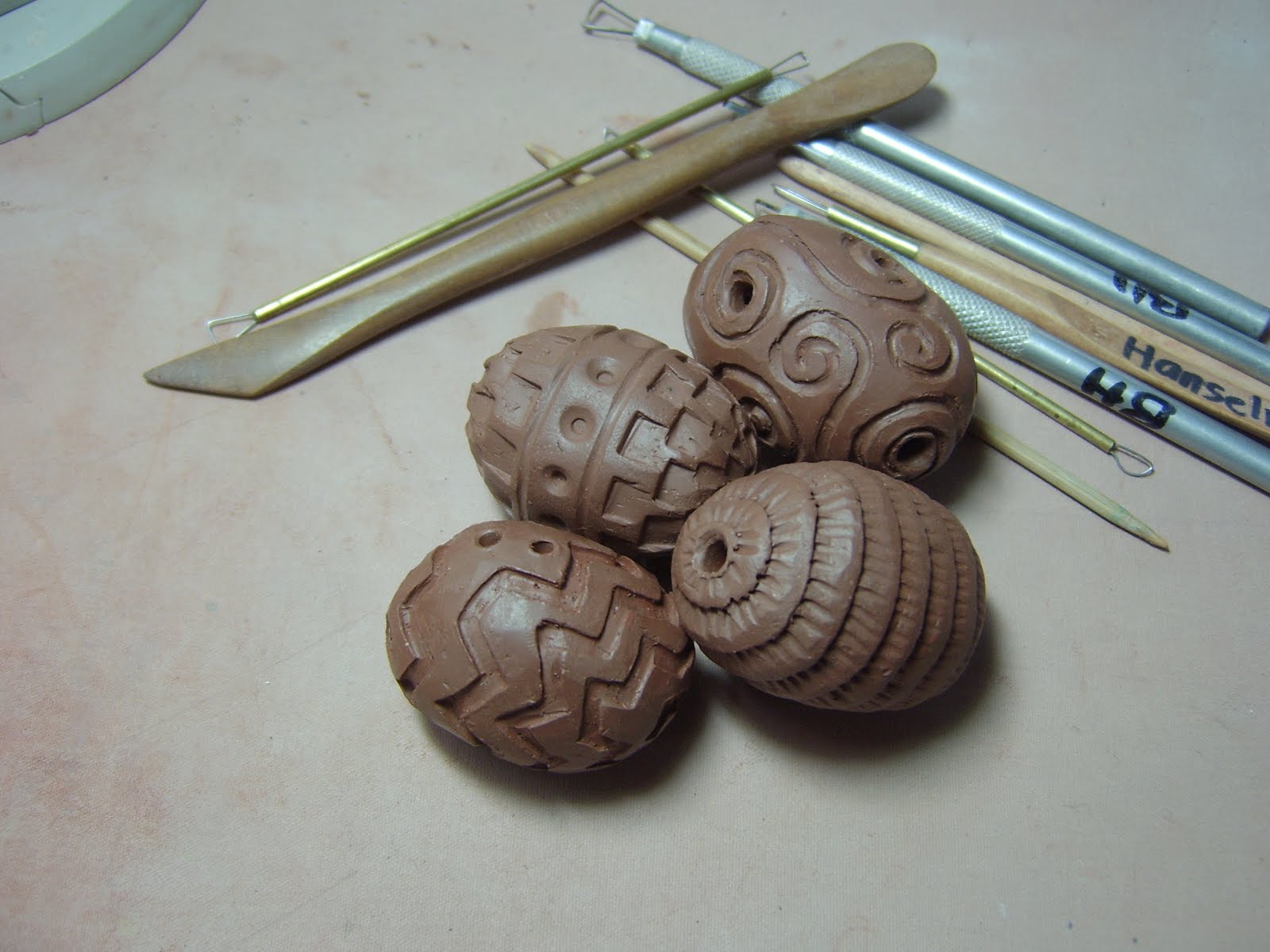 Hand Carved Hollow Beads 9