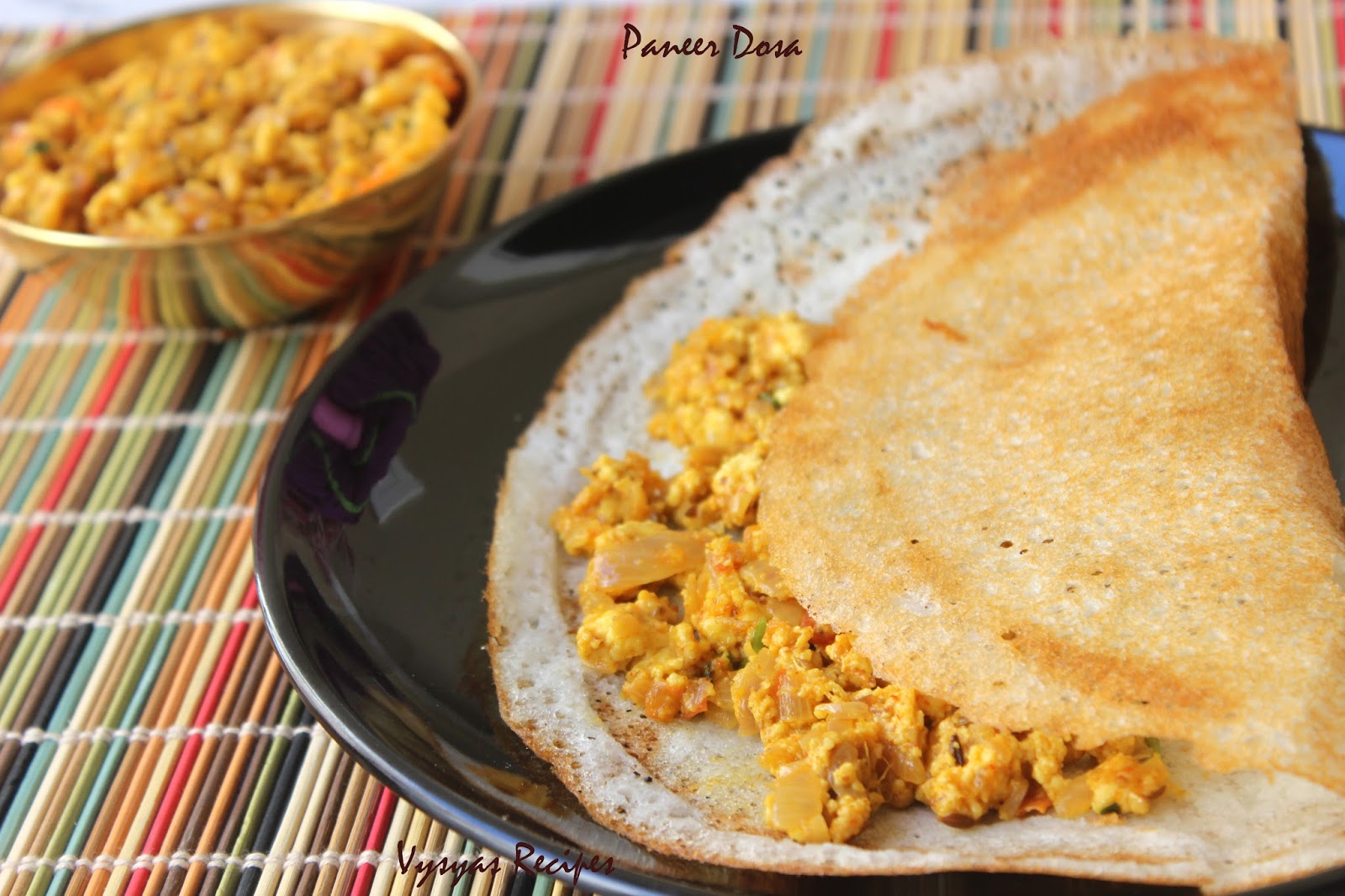 Vysya's Delicious Recipes Paneer Masala Dosa Easy Paneer Dosa