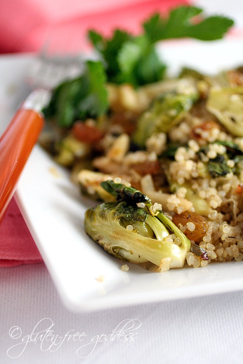 Quinoa + Roasted Brussels Sprouts, Leeks, Almonds