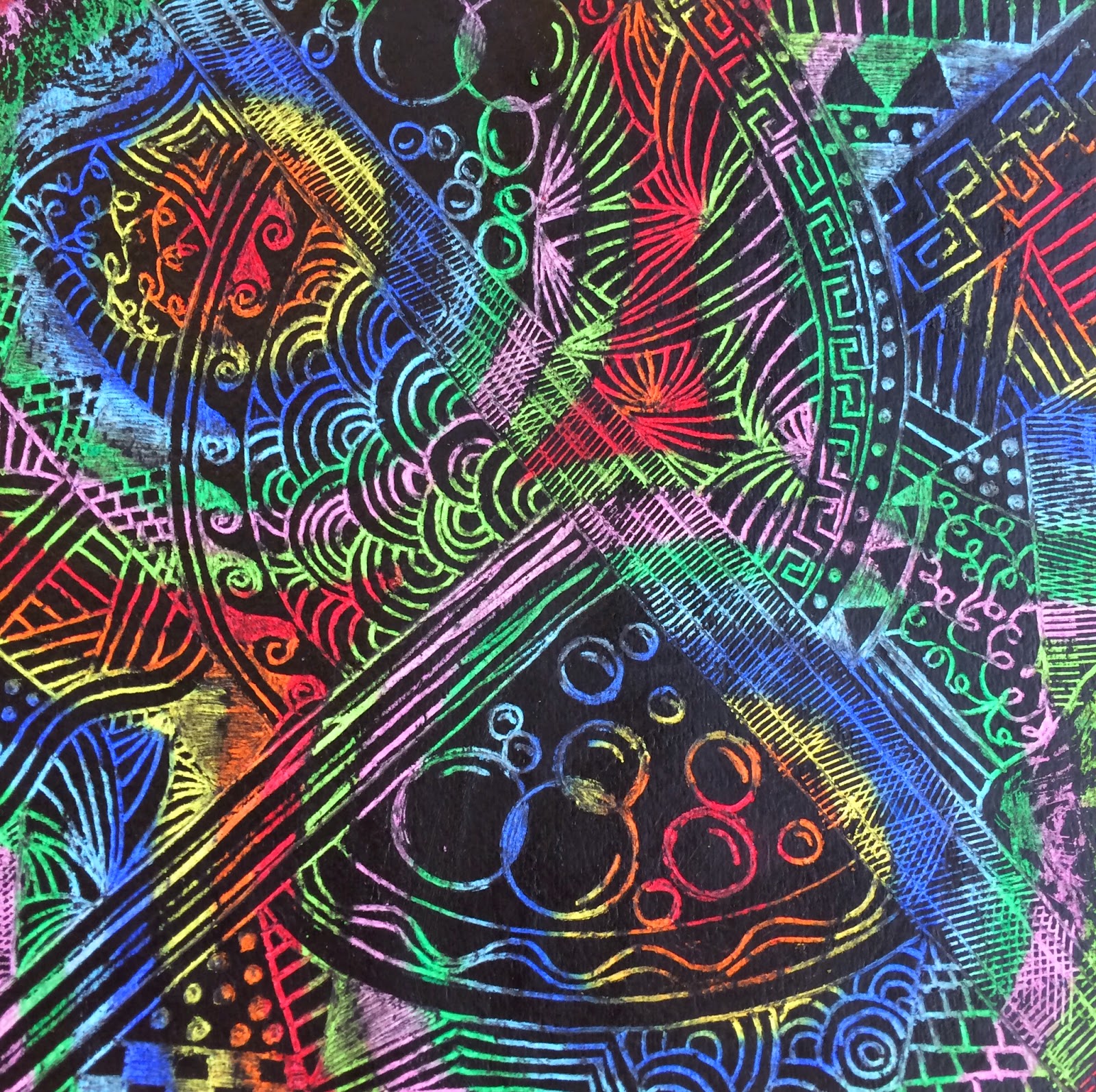 Elementary Art Zentangled Scratchboard