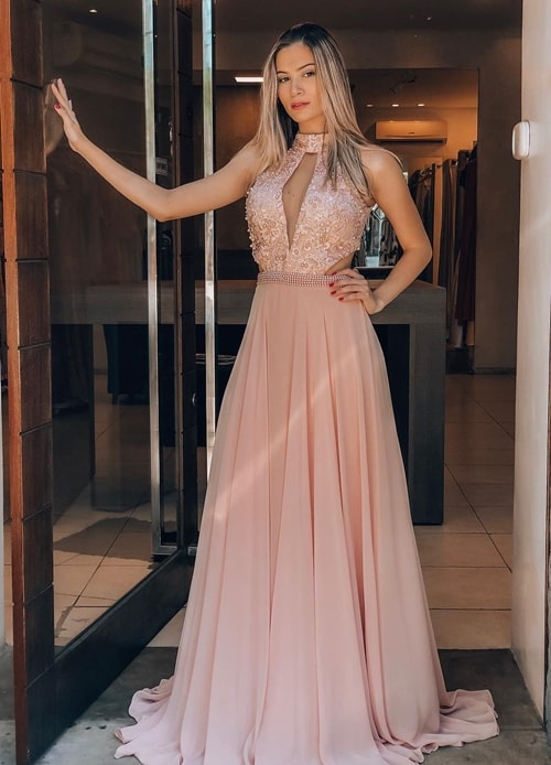 vestidos gola alta para festa
