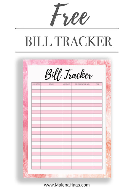  Free Printable Bill Tracker - Download and Print www.MalenaHaas.com