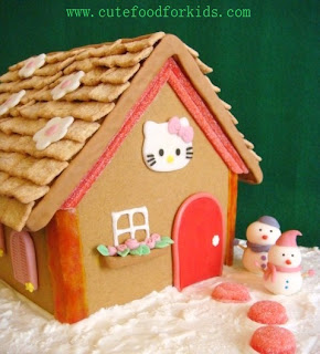 Hello Kitty Christmas gingerbread house cake treat