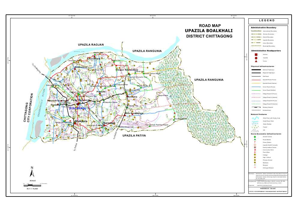 Boalkhali Upazila Road Map Chittagong District Bangladesh