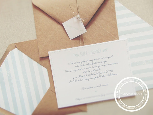Sobre kraft decorado Invitaciones con sobre reciclado kraft y solapa forrada
