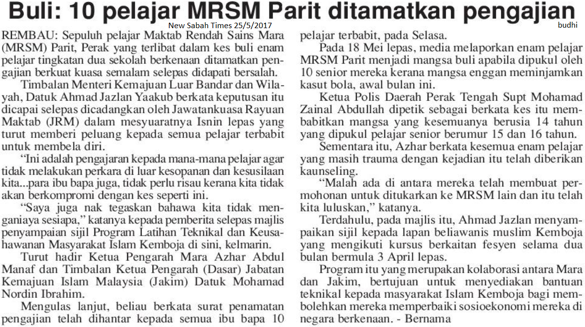 Pelajar mrsm buli