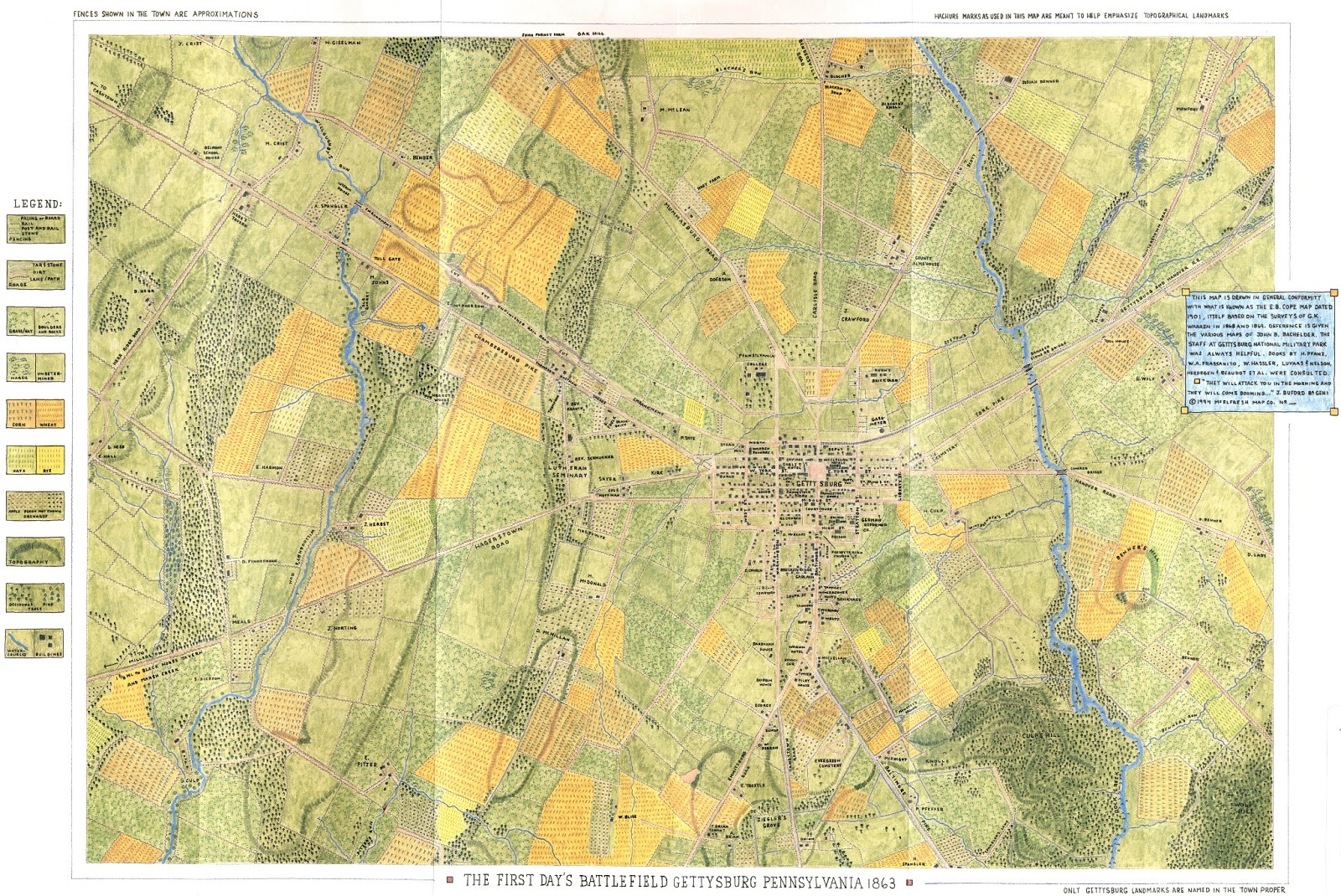 860 Topographic Map Gettysburg - Gettysburg Map Day1cropped