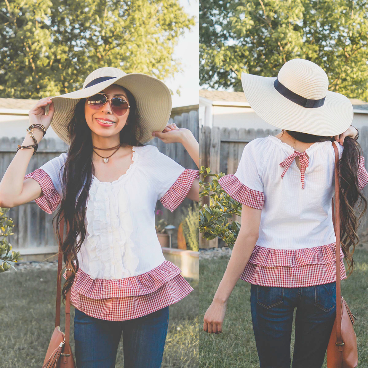 ruffle top blouse refashion upcycle gingham