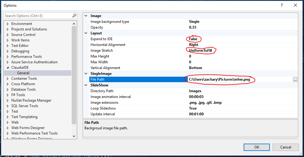 Changing the background image of the Visual Studio editor