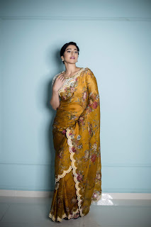 Actress Regina Cassandra Yellow Designer Saree Stills Actress Regina Cassandra Yellow Designer Saree Stills