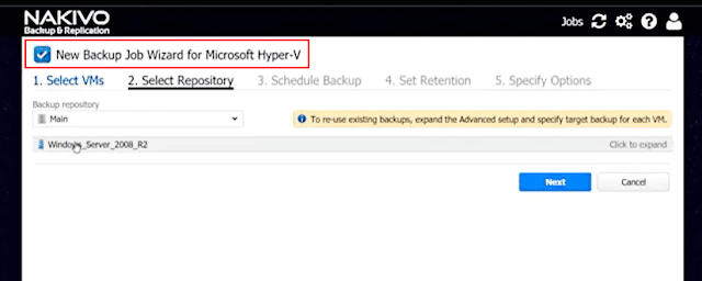 NAKIVO Backup & Replication v7 asistente Microsoft Hyper-V.