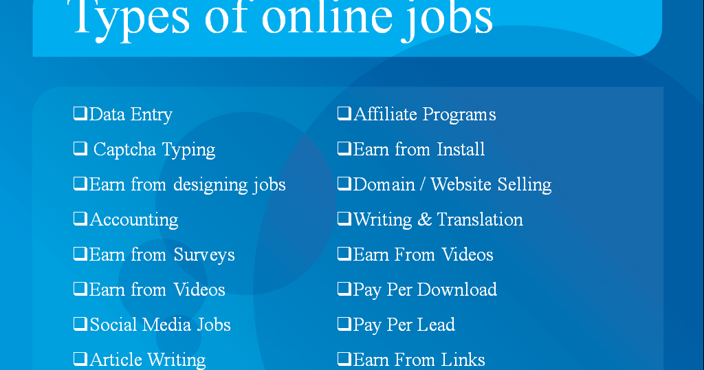 Online Jobs From Home Earn Money Without Investment Online Part time