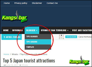 Cara membuat menu dropdown untuk dashboard blogspot atau blogspot custom domain, source: kangsobar.com to Junipedia