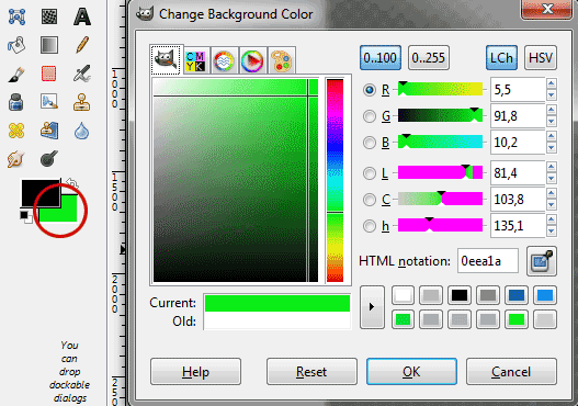 Click the background color box, then choose a color you like.