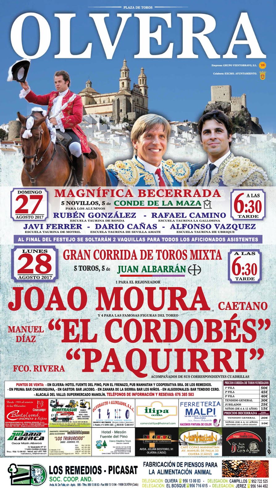 Grupo Vientobravo S. L. Dos Festejos Taurinos para la Feria de Olvera