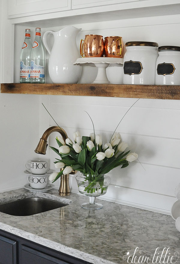 Shelf Above Kitchen Sink In Our New Kitchen - Dear Lillie Studio