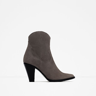 Zara Leather Cowboy Heeled Ankle Boots