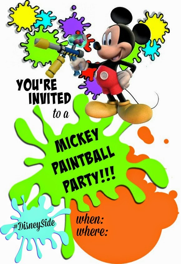 Mickey Paintball party invitation cards
