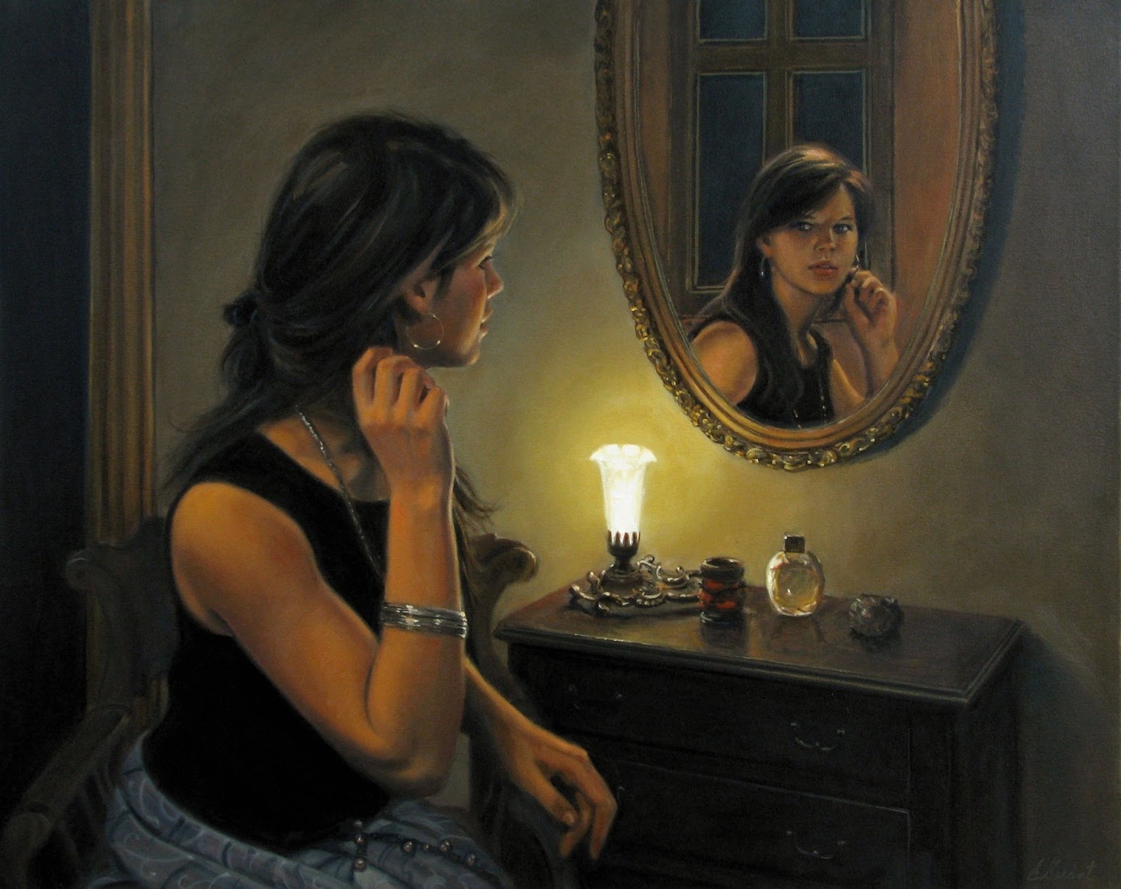 Картина зеркало. Emmanuel Garant выдающийся канадский портретист. Перед зеркалом живопись. Перед зеркалом. Отражение в зеркале живопись.