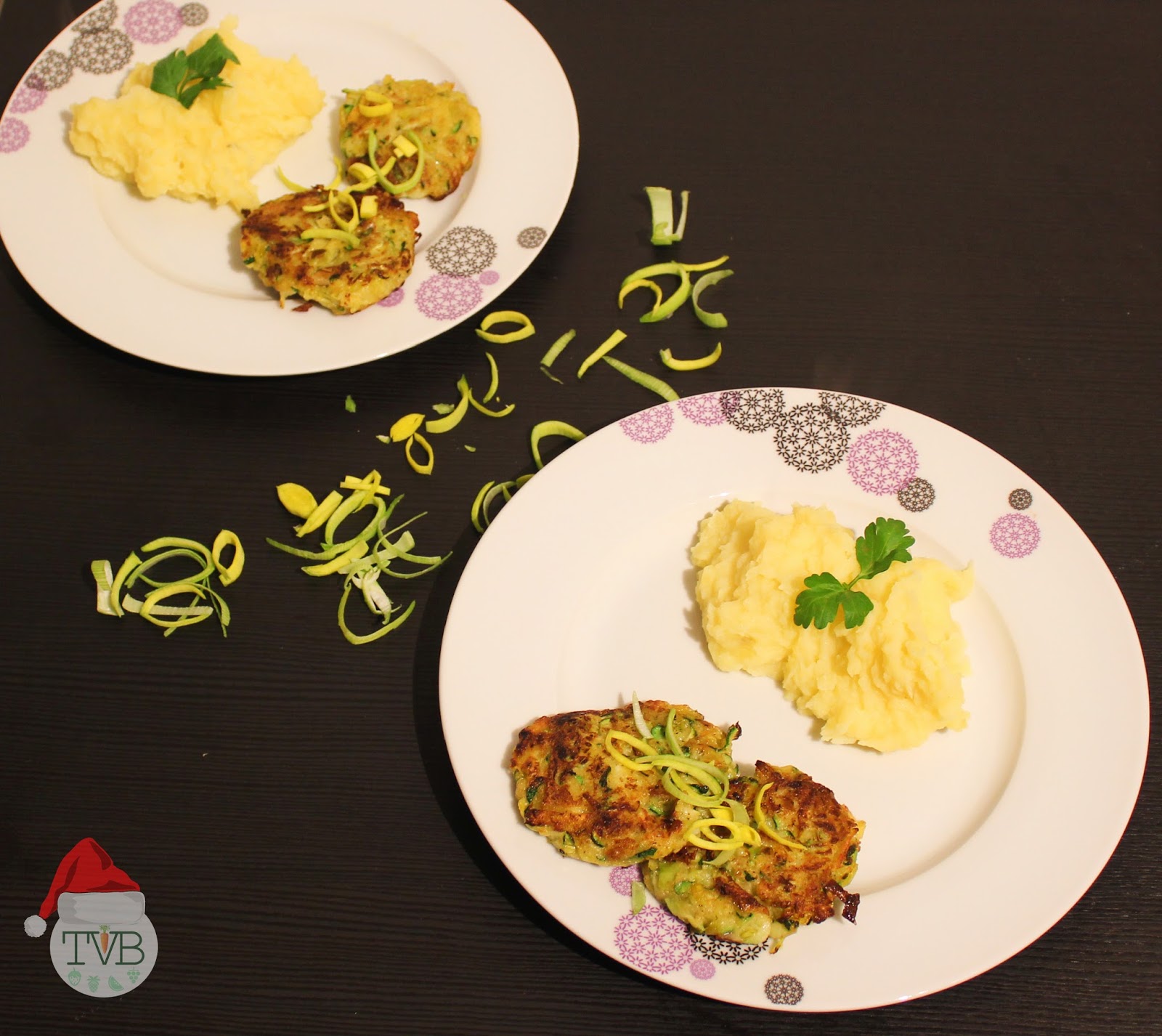 Tschaakii&amp;#39;s Veggie Blog: Lauch-Zucchini Laibchen mit Kartoffel Püree #vegan