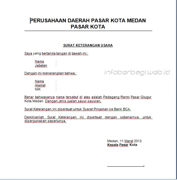 Surat Keterangan Usaha