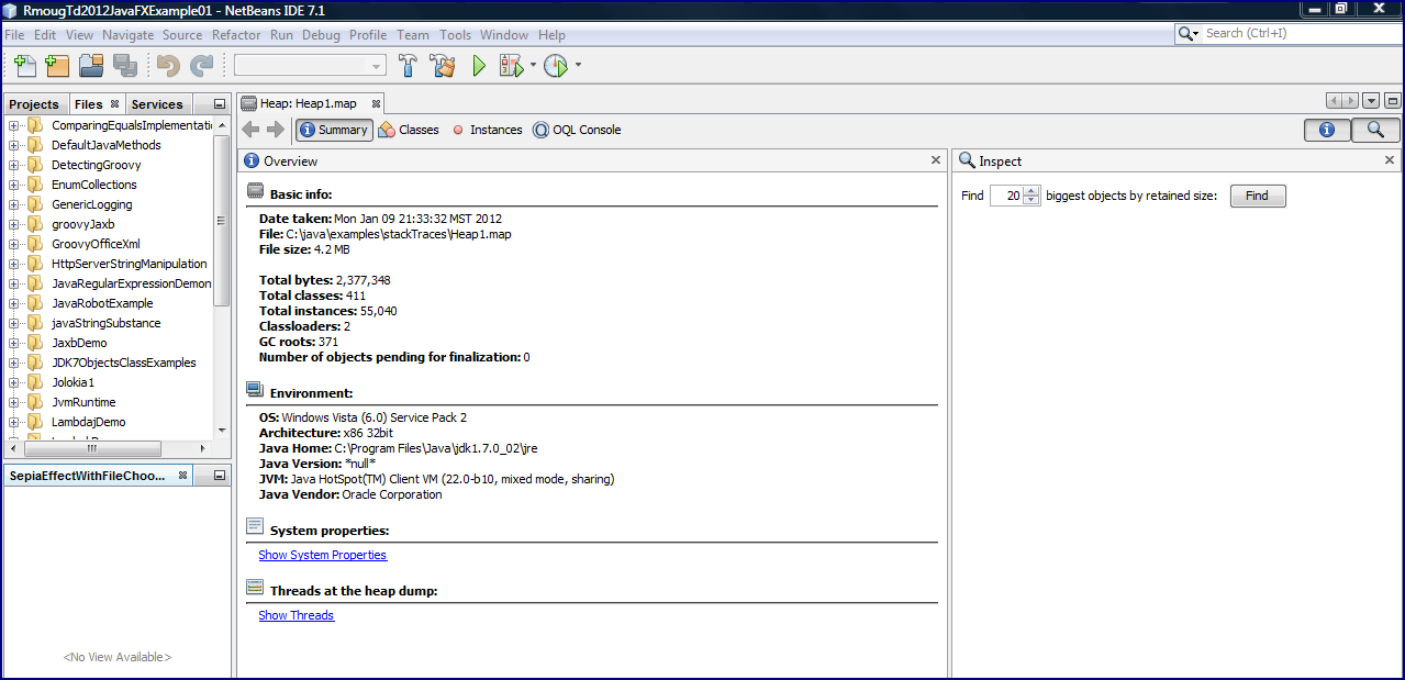 Inspired by Actual Events Comparing Heap Dumps with NetBeans 7.1
