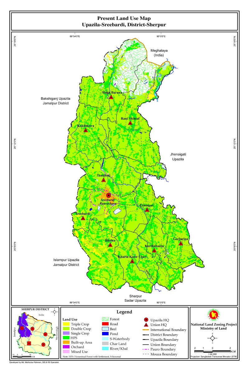 Sreebordi Upazila Mouza Map Sherpur District Bangladesh