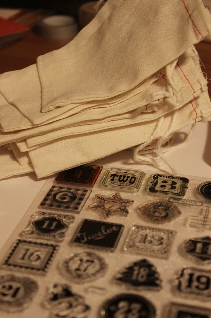 These intricate number stamps were perfect for the muslin bags for this DIY advent calendar