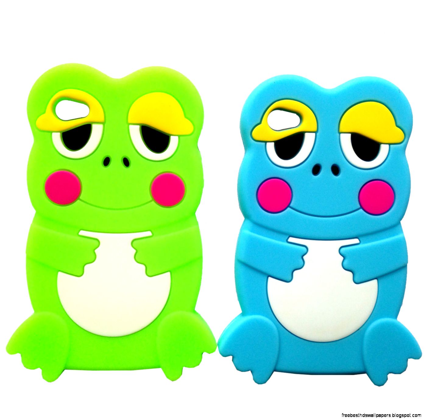 Green Baby Blue Soft Silicone 3D Cute Cartoon Frog Case Cover for Cele