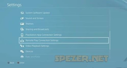 konsol PS4 - menu setting