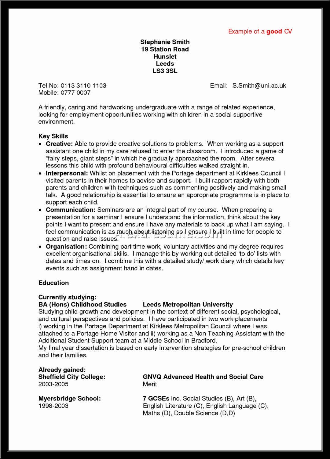 resume for freshers looking for the first job