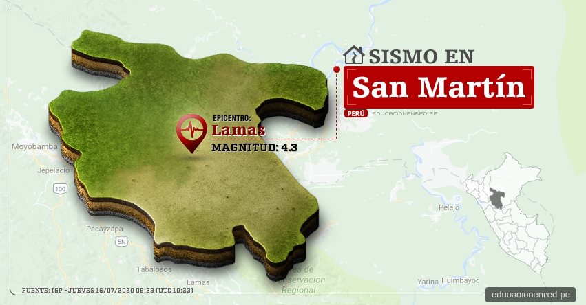 Temblor en San Martín de Magnitud 4.3 (Hoy Jueves 16 Julio 2020) Sismo - Epicentro - Lamas - Lamas - IGP - www.igp.gob.pe Temblor en San Martín de Magnitud 4.3 (Hoy Jueves 16 Julio 2020) Sismo - Epicentro - Lamas - Lamas - IGP - www.igp.gob.pe