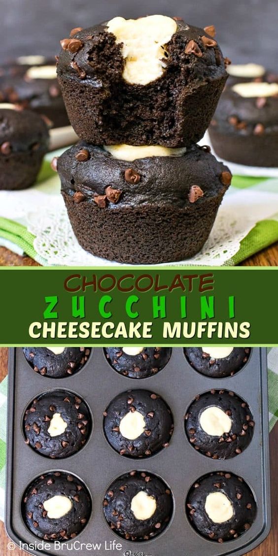 Chocolate Zucchini Cheesecake Muffins recipe Moms Cooking