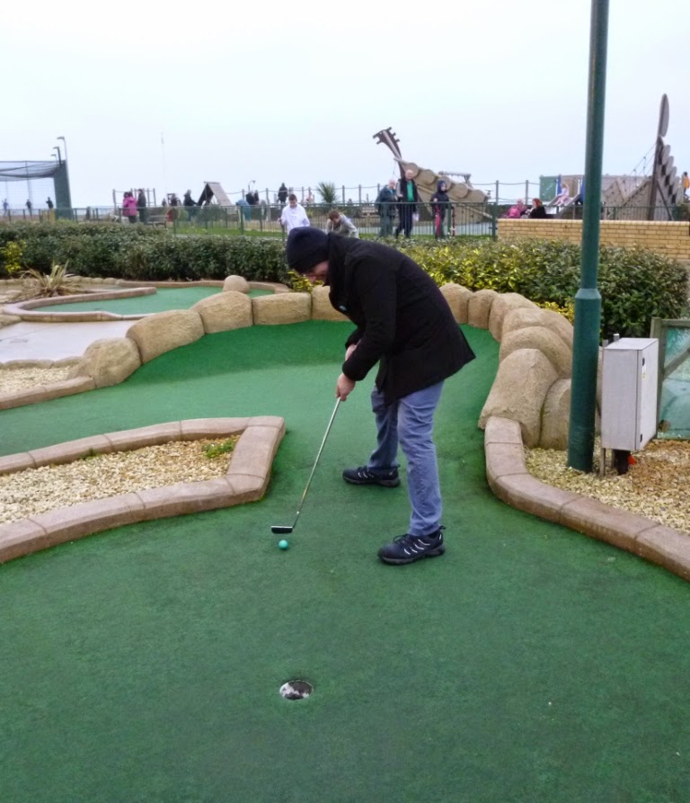 Crazy Golfer Richard Gottfried on the 18th hole at Hastings' Pirate Golf