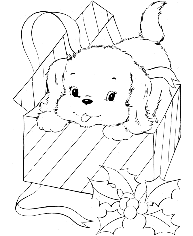 5 Christmas Puppy Coloring Pages Printable