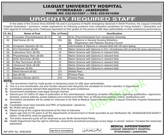 liaqat-university-medical-health-and-science-Hyderabad-jobs-2020