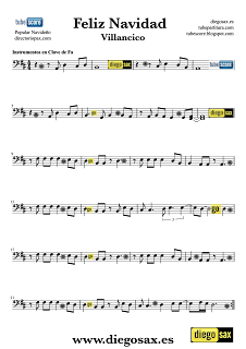  Feliz Navidad Trombone, Tuba, Cello, Bassoon and Euphonium Easy Sheet Music Christmas Songs 