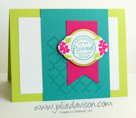 Stampin' Up! Hello Friend Card ~ June 2017 Stamp of the Month Club Card Kit ~ Lemon Lime Twist ~ 2017-2018 Annual Catalog ~ www.juliedavison.com/clubs