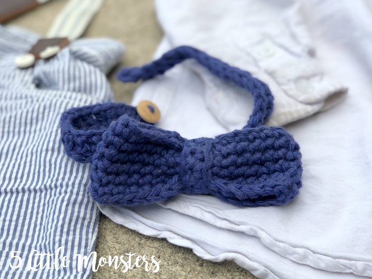 5 Little Monsters Crocheted Toddler Bow Tie