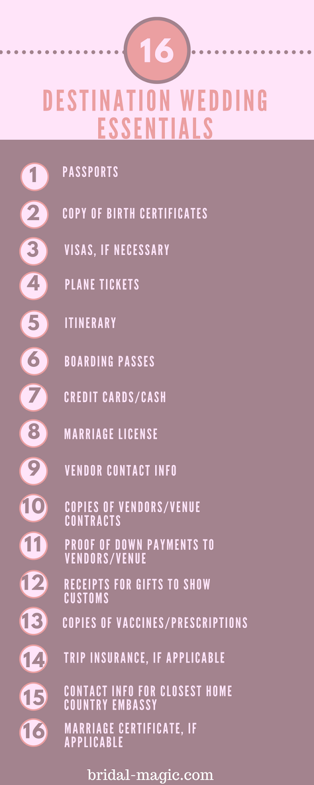 Bridal Magic Destination Wedding Essentials Packing Checklist