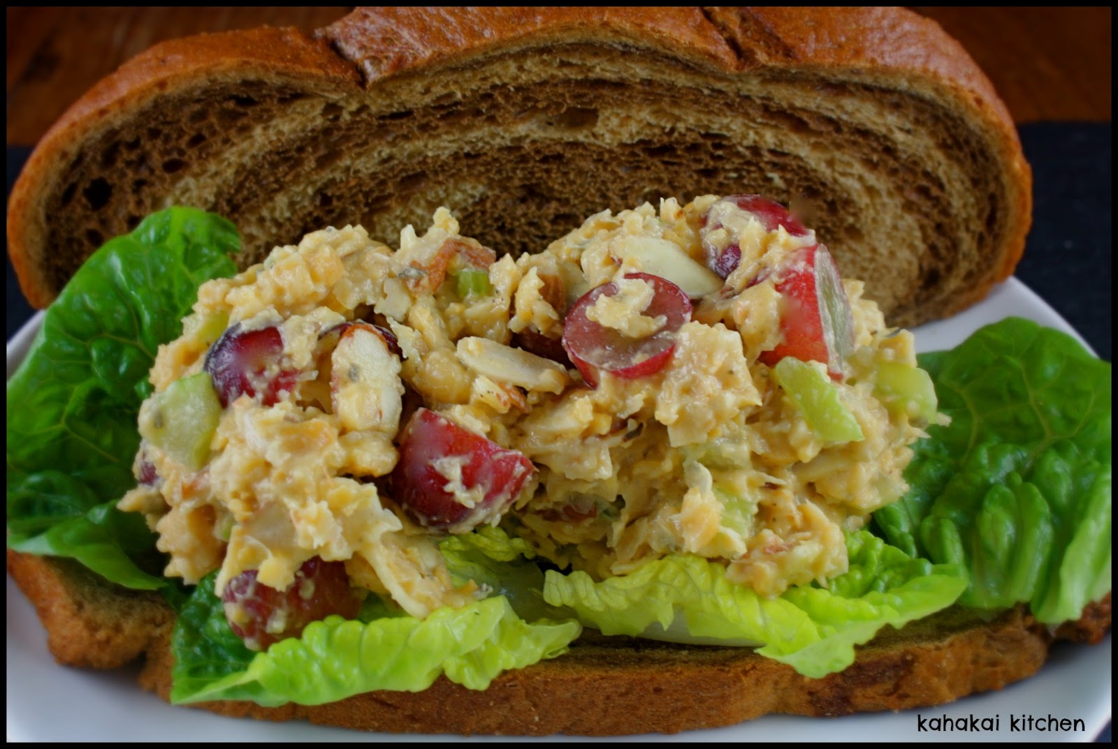Kahakai Kitchen DeliStyle Chickpea Salad Sandwich on Marbled Rye for