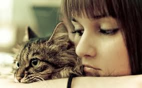 funny girl with cat picture