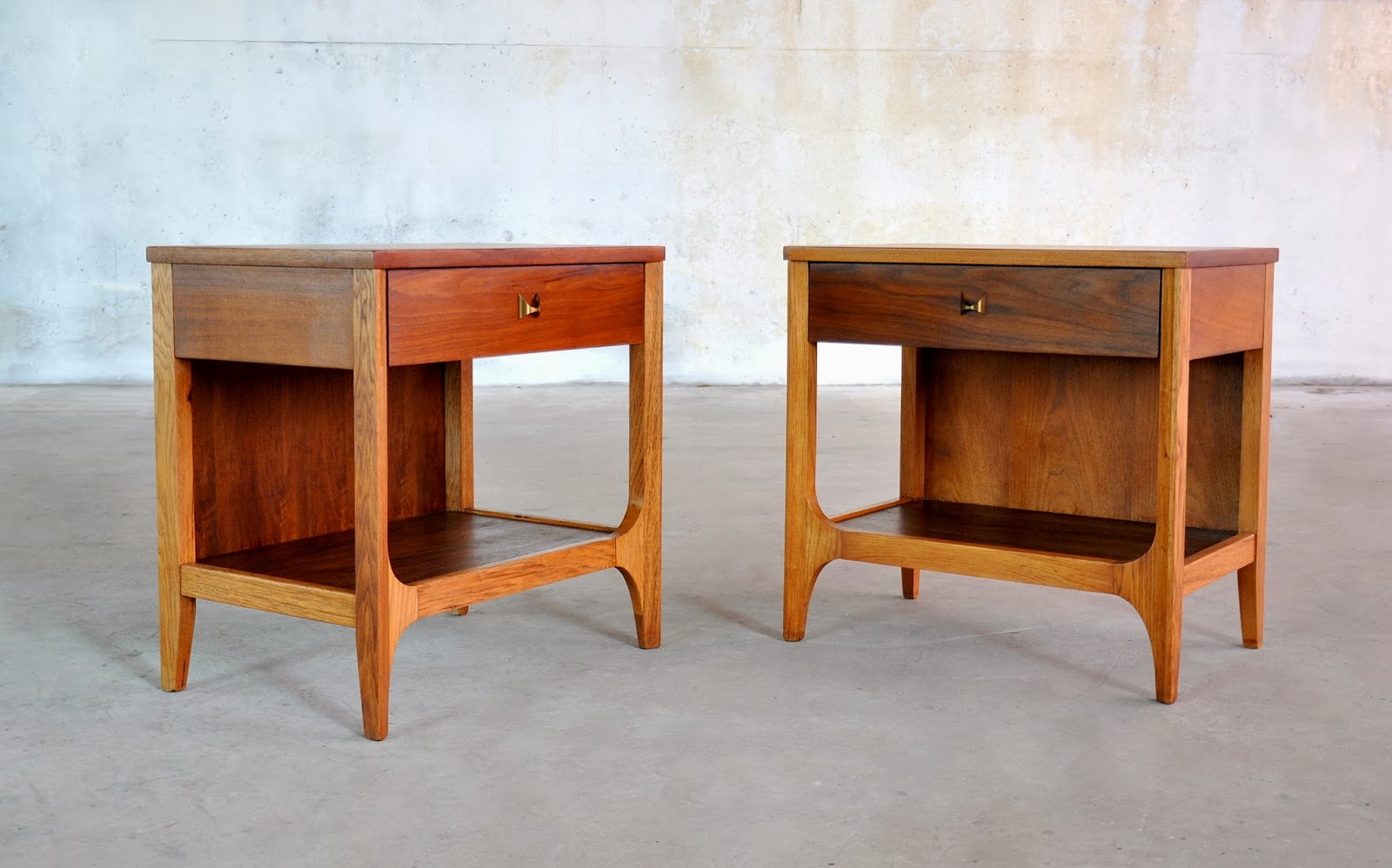 SELECT MODERN Pair of Brasilia Nightstands, Bedside, Side or End Tables