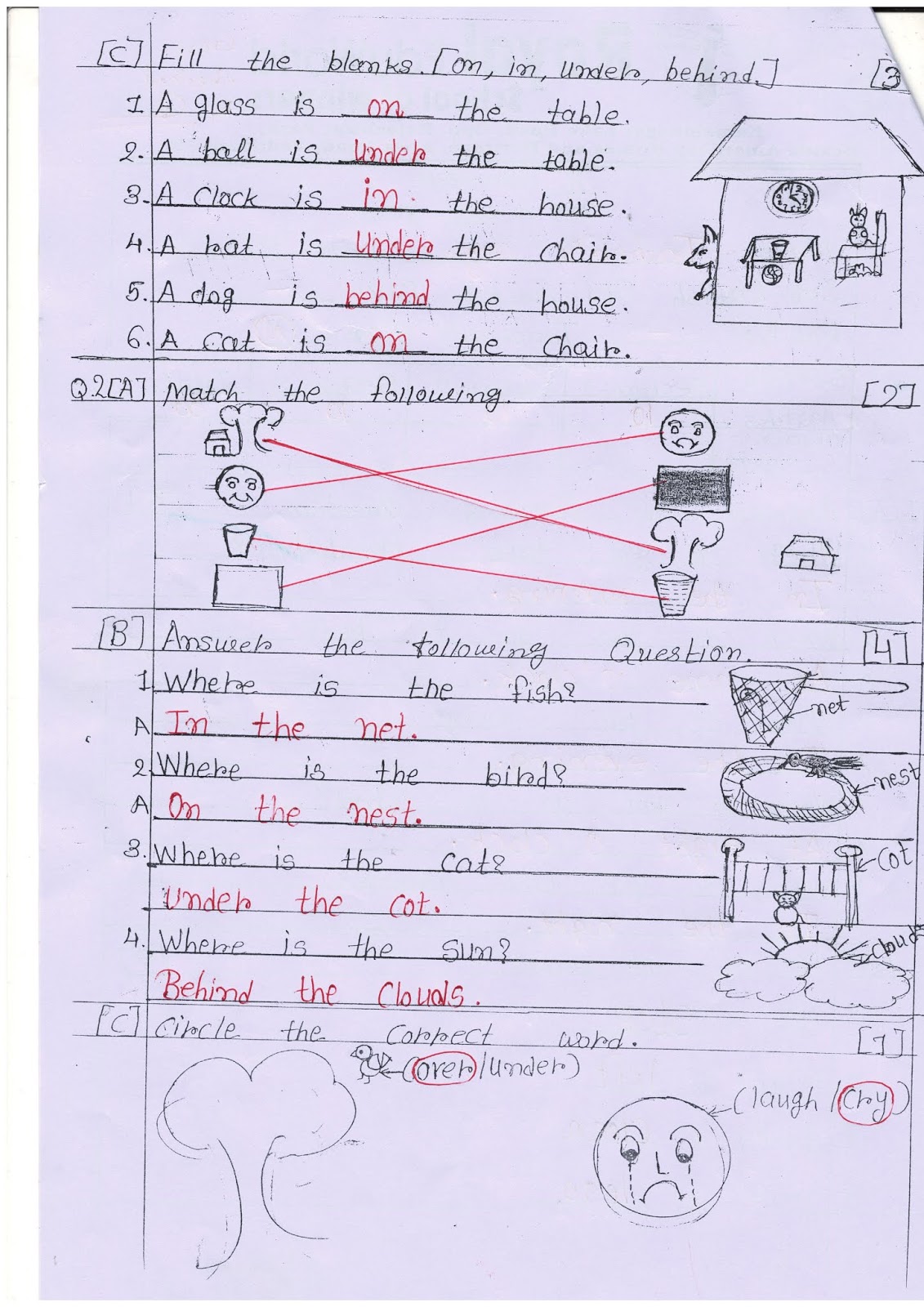 Sr K G Unit Test Paper ENGLISH